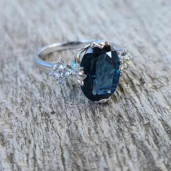 925 Sterling Silver London Blue Topaz Designer Signed RSI Size 10 Ring Thailand - Picture 12 of 16